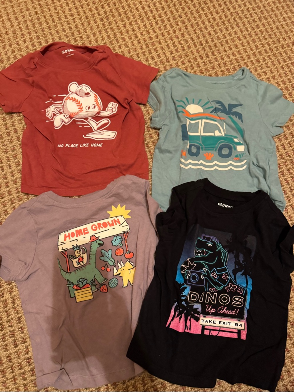 Old Navy Kids' Multi-Graphic Short-Sleeve Tees - Red, Teal, Lavender & Black